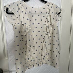 Cream Ruffled Cap Sleeve Blouse